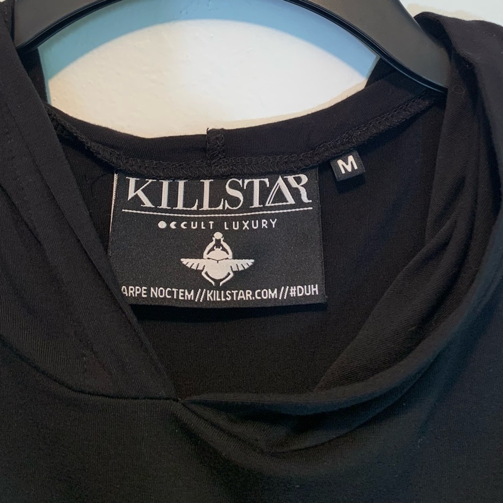 KillStar Hooded Sleeveless Black Mini Dress Tunic - Picture 6 of 8
